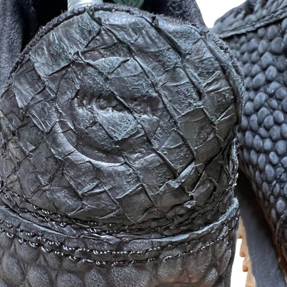 WODEN Ydun Croco II Sneaker Women Size US 5.5 Black Textured Leather Shoe *READ - Picture 5 of 16